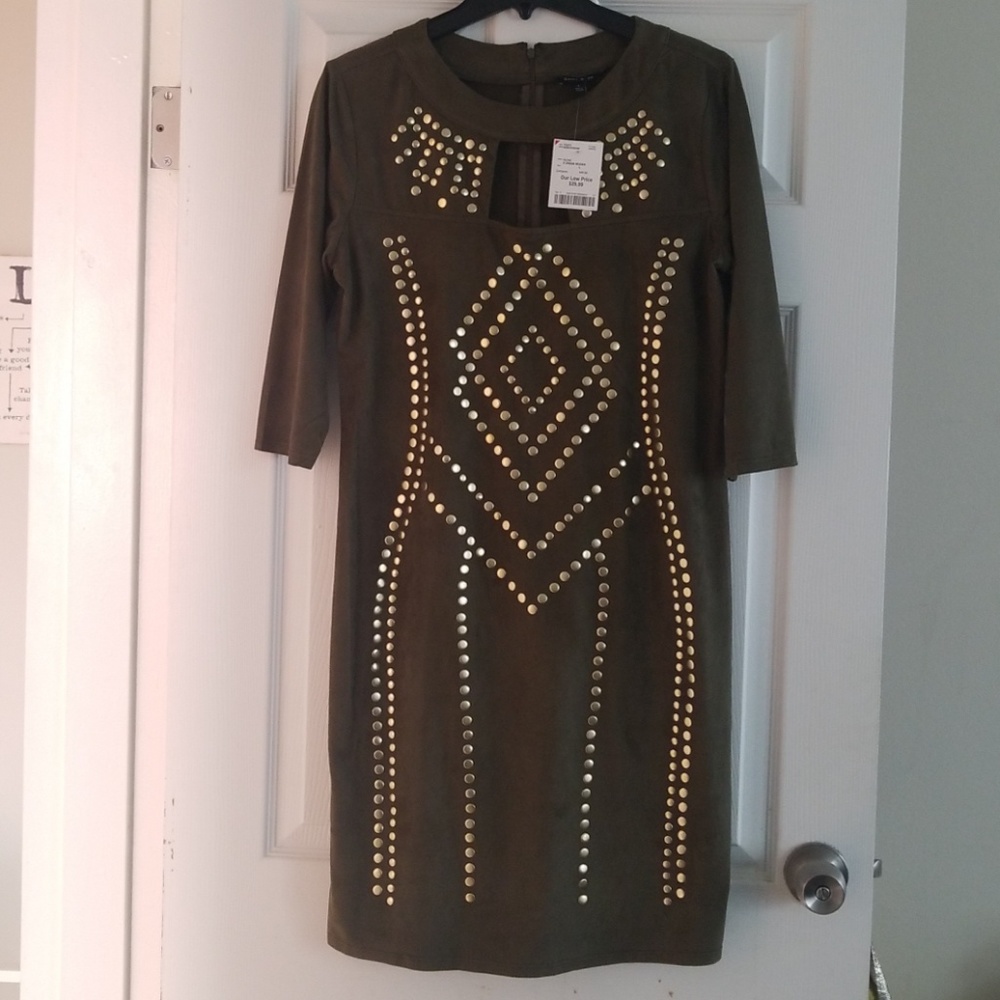 Brand new suede olive dress